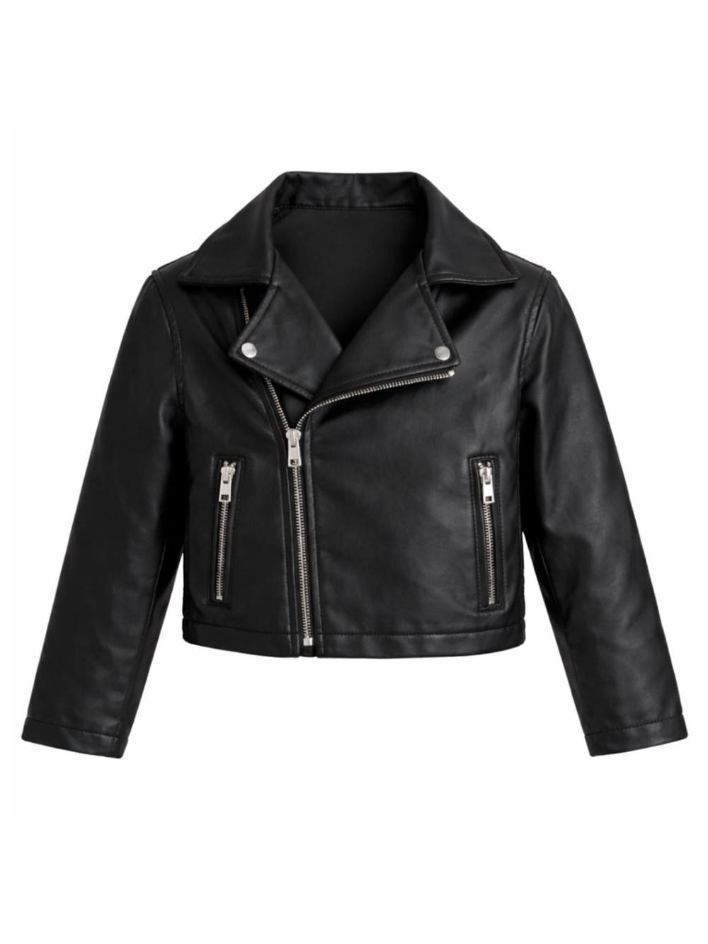 Size M Silver Jeans Co‎ Girls Black Vegan Leather Moto Jacket Biker